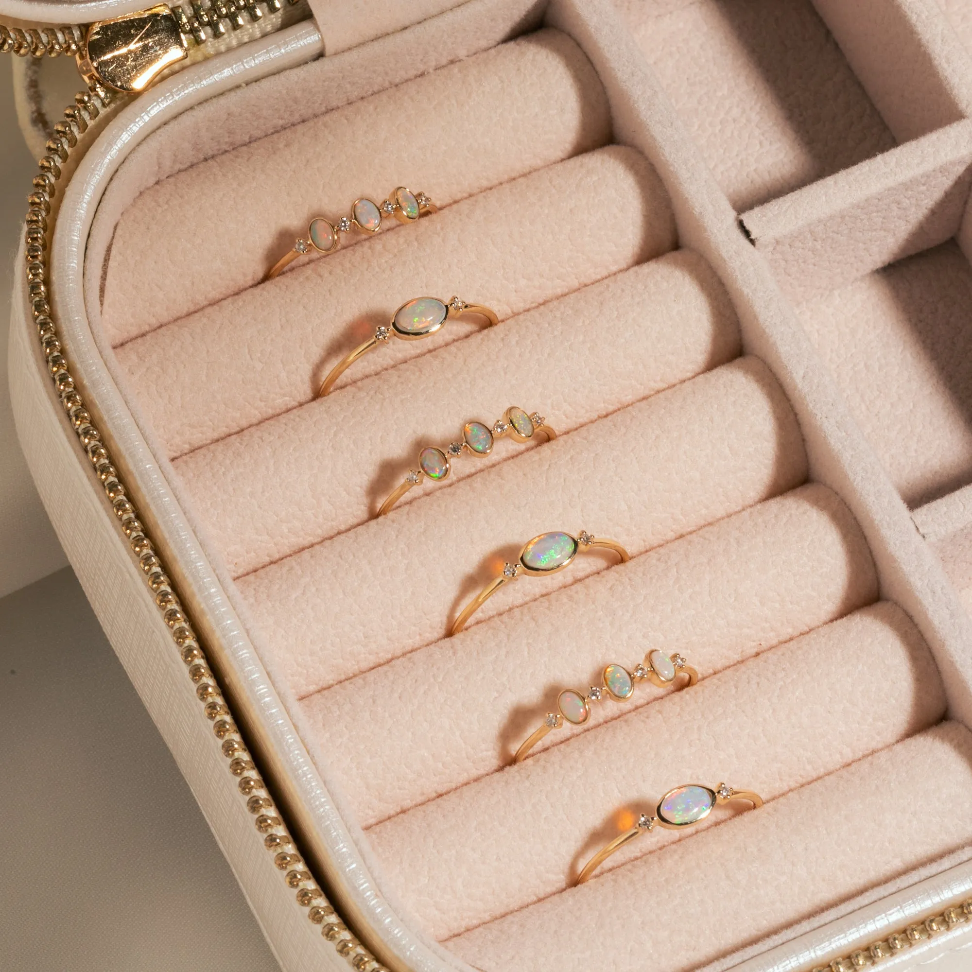 Triple Opal   Diamond Ring
