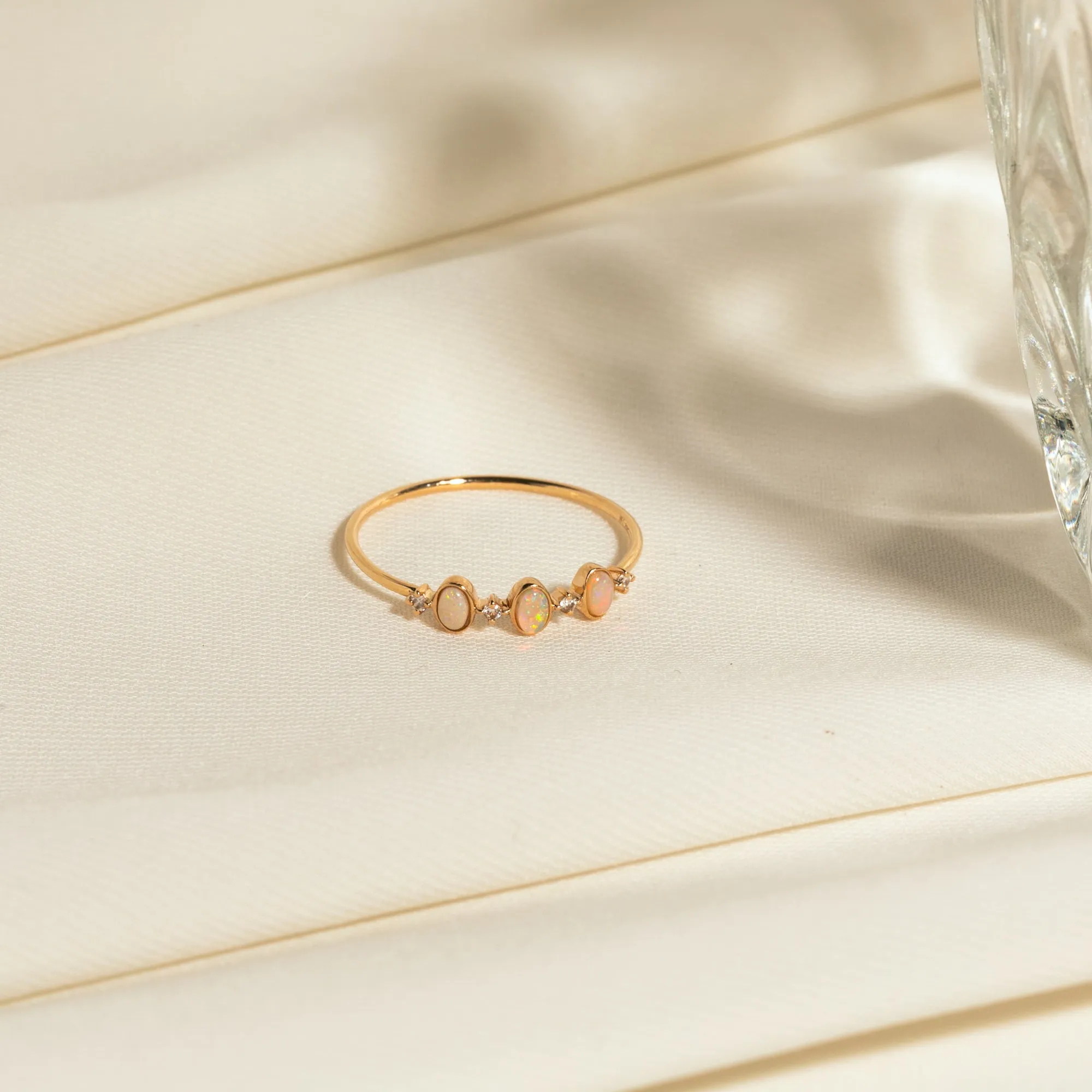 Triple Opal   Diamond Ring