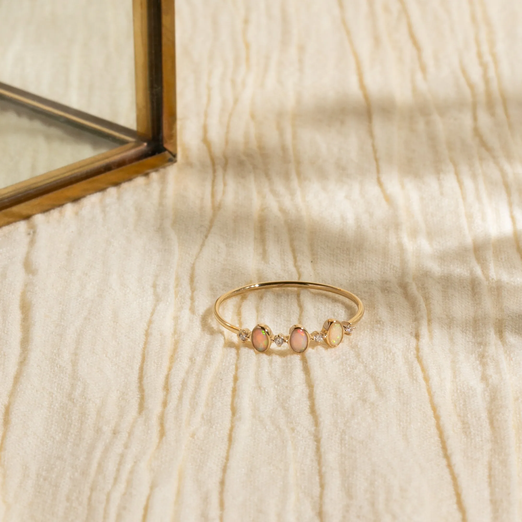 Triple Opal   Diamond Ring