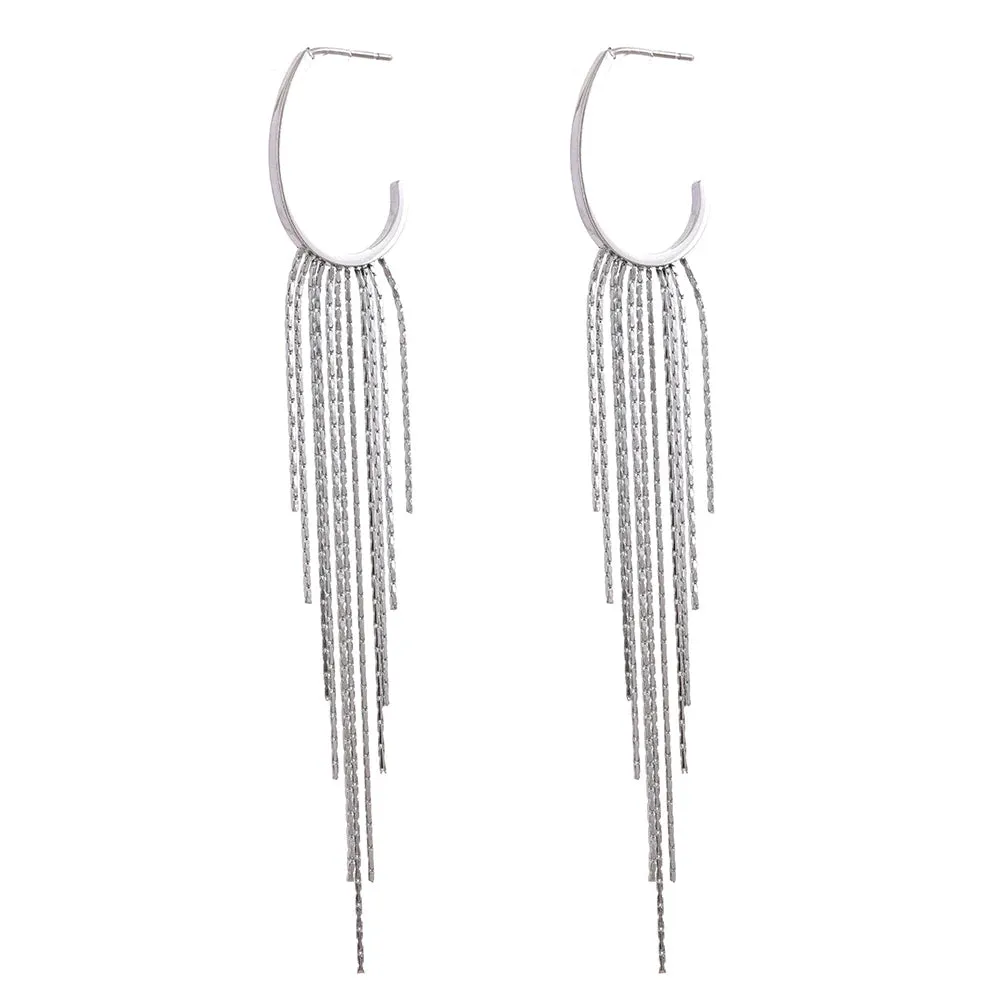 VAIGE Geometric Long Tassel Drop Dangle Earrings – PVD Gold Plated Stainless Steel Fashion Jewelry with Waterproof Finish