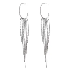 VAIGE Geometric Long Tassel Drop Dangle Earrings – PVD Gold Plated Stainless Steel Fashion Jewelry with Waterproof Finish