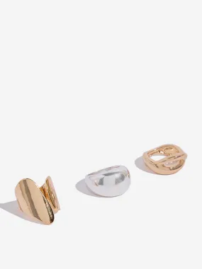 Westside Accessories Gold & Silver High-Shine Rings - Pack of 3