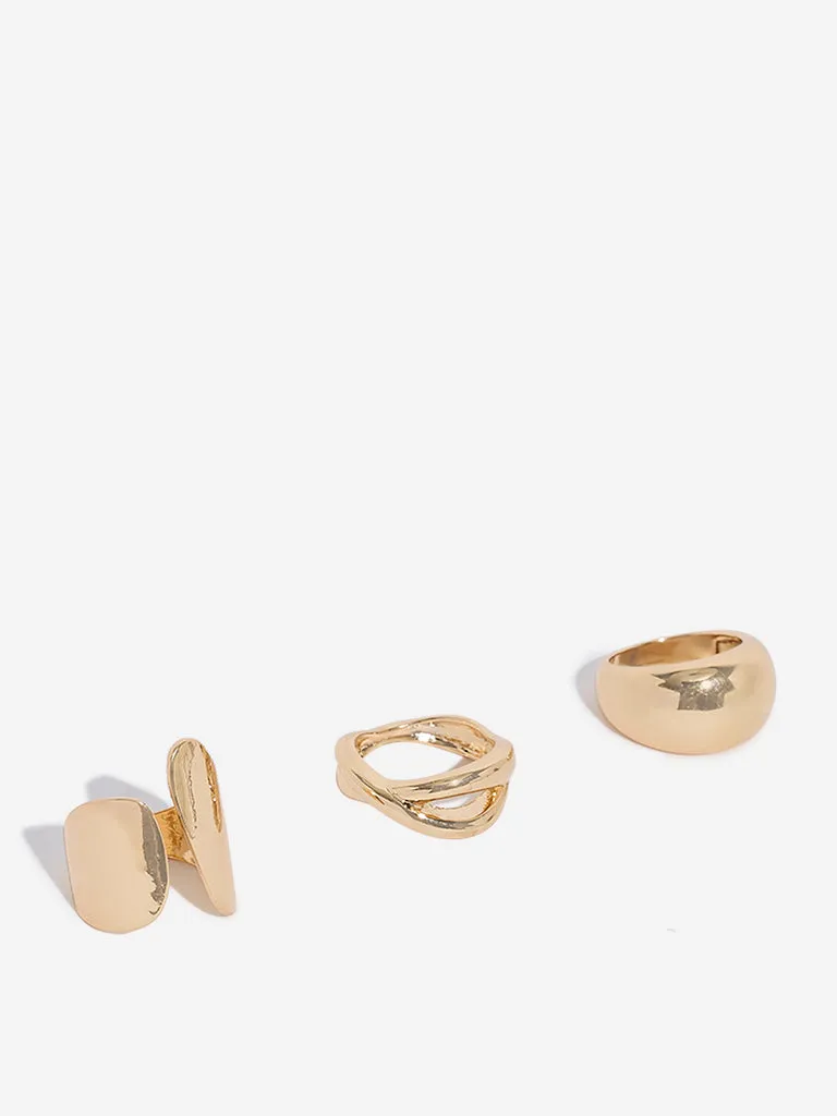 Westside Accessories Gold High-Shine Rings - Pack of 3