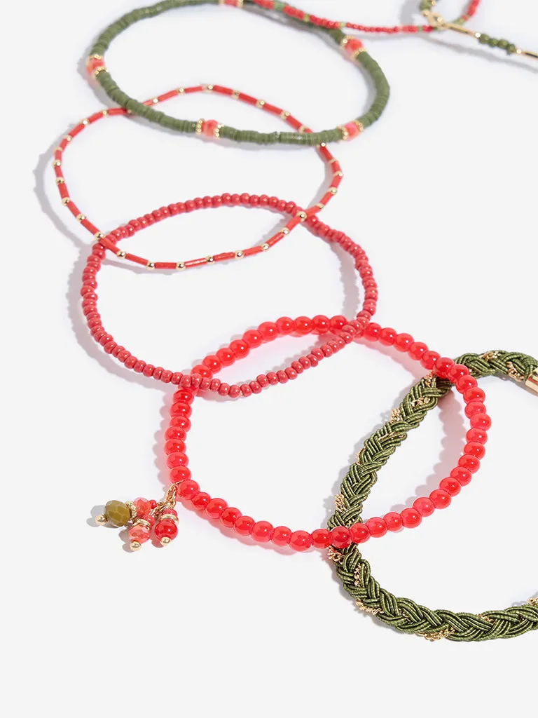 Westside Accessories Olive & Rust Stackable Bracelets
