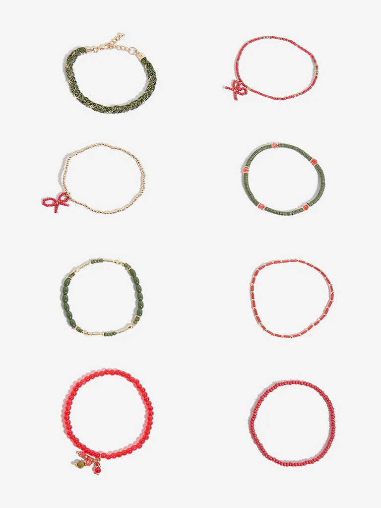 Westside Accessories Olive & Rust Stackable Bracelets