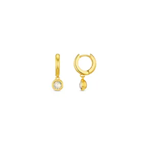 White Opal Drop Huggie Hoop Earrings Made With Swarovski® Crystals - Gold