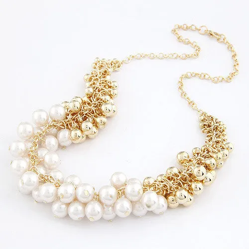 Women Colares Femininos Simulated Pearl Necklace for Women Fashion Gold Beads Choker Necklaces Statement Jewelry