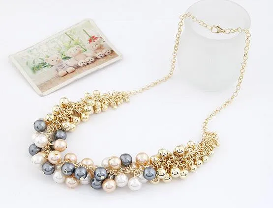 Women Colares Femininos Simulated Pearl Necklace for Women Fashion Gold Beads Choker Necklaces Statement Jewelry