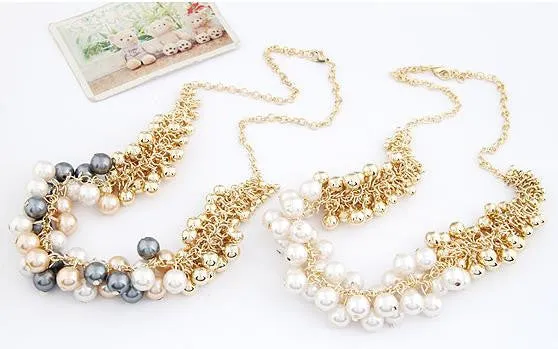Women Colares Femininos Simulated Pearl Necklace for Women Fashion Gold Beads Choker Necklaces Statement Jewelry
