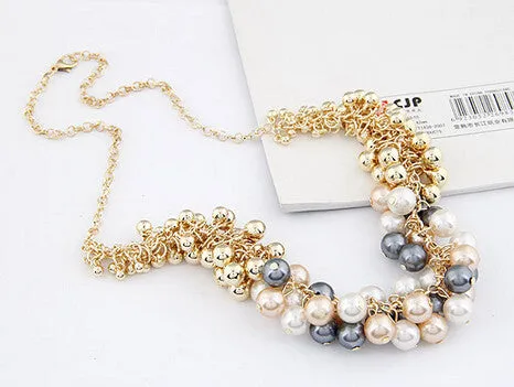 Women Colares Femininos Simulated Pearl Necklace for Women Fashion Gold Beads Choker Necklaces Statement Jewelry