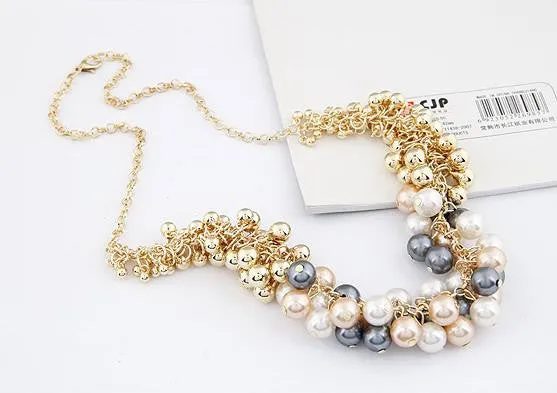 Women Colares Femininos Simulated Pearl Necklace for Women Fashion Gold Beads Choker Necklaces Statement Jewelry