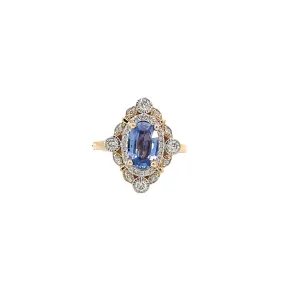 Yellow Gold Vintage Diamond Sapphire Ring