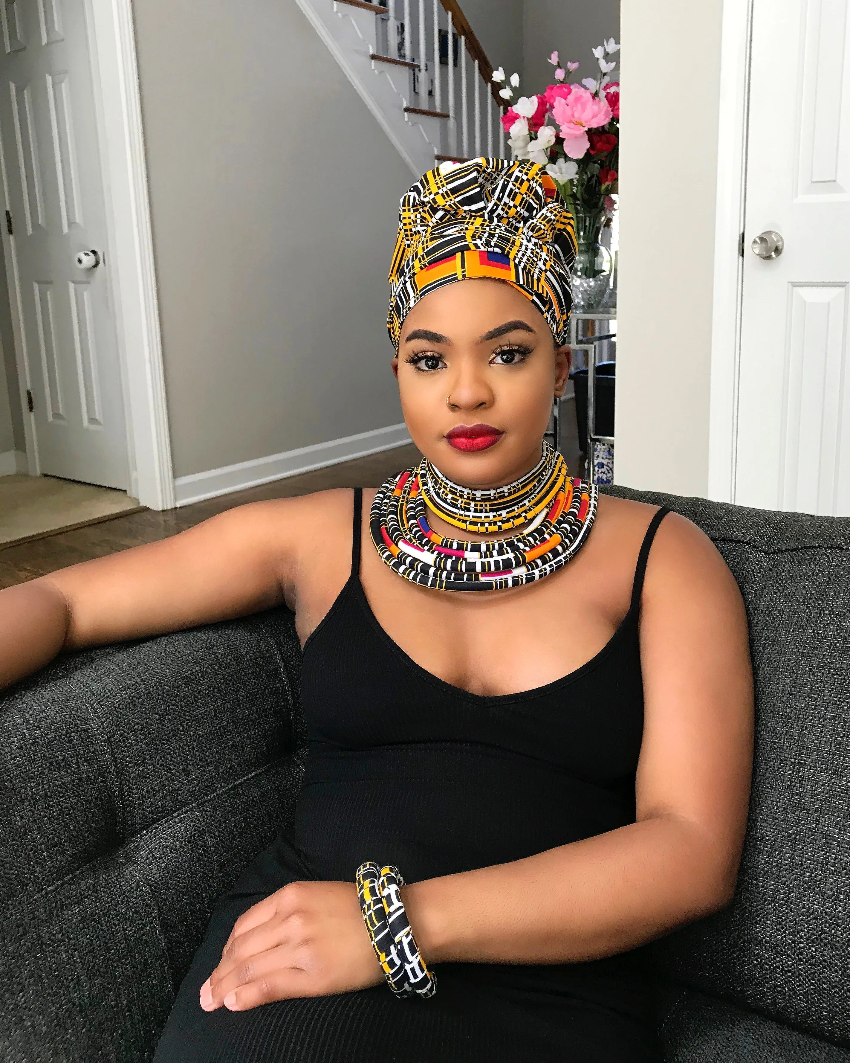 Zarah Set of 2 African Print Choker Rope